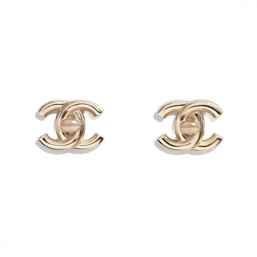 Authentic Chanel CC Mini Turnlock Earrings GHW B21S Italy